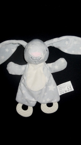 Doudou plat lapin gris - gris, étoile