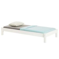 Lit futon simple 90 x 190 cm 1 personne en pin massif lasuré blanc