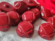 Lot 6 boutons vintage rouge