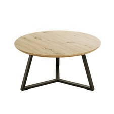 Table Basse Ronde "Miranda" 80cm Chêne & Noir