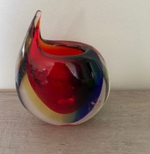 Véritable Vase Artistique De Murano Forme Goutte D'Eau 3 Couleurs 1kg Rare /1