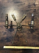 Ancienne Applique Luminaire Lampe En Laiton Flèche Tête De Lion Art Déco