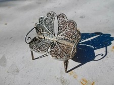 Meuble assise banc miniature poupée ancienne argent massif filigrane silver