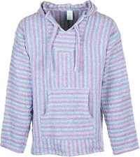 Poncho Sweat À Capuche Beach Baja Pull Mexicain XXL Bleu Rose