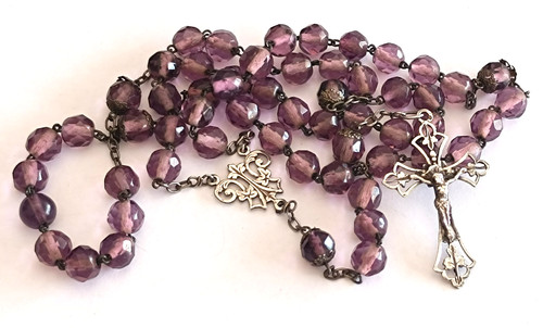 Chapelet argent perles violet - chapelet,
