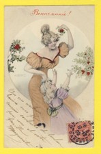CPA ILLUSTRATION PASTEL Envie d'été Signée W. BRAUN Bonne Année 1906 Elisa BOCH