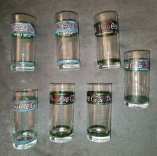A2/ BC VINTAGE 7 GLASSES COCA-COLA DRINK RARE MOSAIC STYLE 25CL 