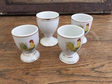 LOT 4 COQUETIERS POULE ANCIENS EN PORCELAINE décor poule dorures