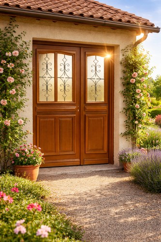 Porte entrée bois - porte, tiercée