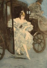 Louis Icart (1888-1950). Impression sur papier. "Arrivée". Approx. 1920