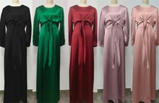 New Abaya Dubai Kaftan Muslim Women Maxi Dress Satin Long Party Gown Jilbab Robe