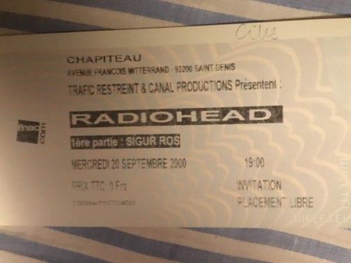 Ticket radiohead 2000 paris - ticket,