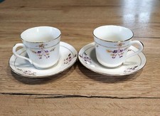 2 Cups Antique French Porcelain Coffee-Vierzon, A Hache, French Old Cups