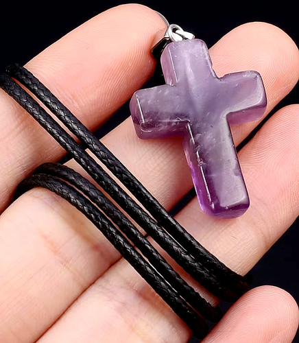 Pendentif croix améthyste - améthyste, en