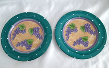 Essex Bois D'Arc Tutti Fruitti set of 2 luncheon-dessert plates--grapes.  8 1/4"