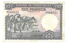 Billet du CONGO BELGE , 10 francs , 1948 , TTB/XF