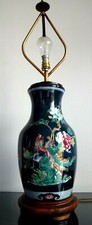 Grand vase balustre lampe porcelaine Limoges chinois french chinese style phenix