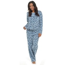 Femmes Pyjama Ensemble Bleu Polaire Salon Costume Patte de Boutonnage