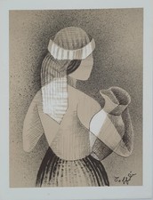 Louis TOFFOLI : Jeune femme au pot de lait - Lithographie signée