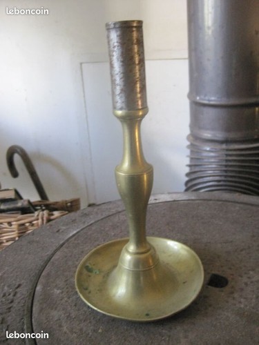 Ancien bougeoir cuivre - en,
