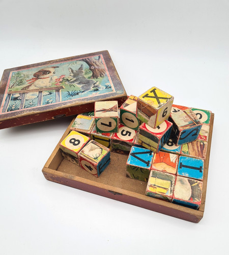 Ancien jeu cubes bois - jeu, de