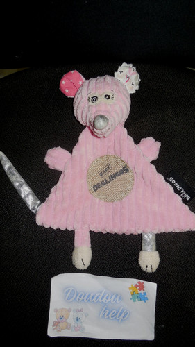 Doudou plat souris rose - plat,