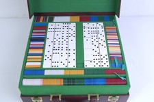 Vintage Poker Roulette Chips Double Opening Chiffon Green Domino Skin Suitcase