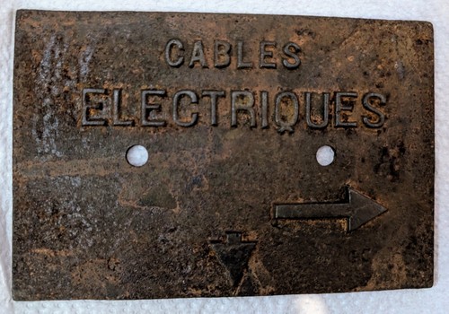 Ancienne plaque métal cables - plaque,