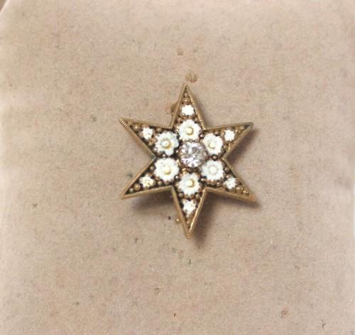 Broche ancienne etoile fleurie - broche,