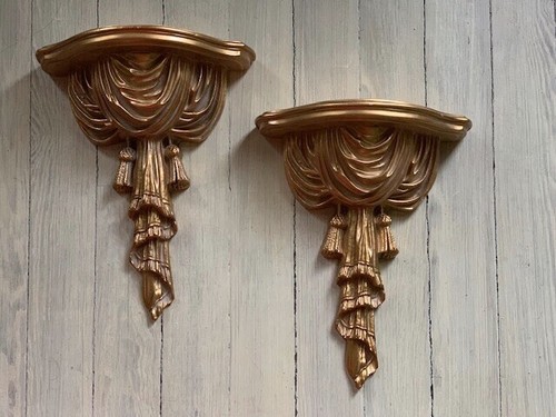 Pair gold painted cast - pair,