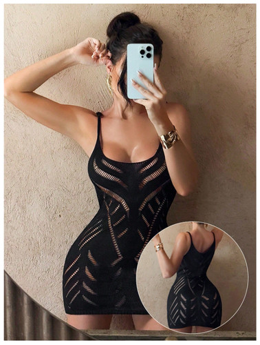 Mini robe avec - 🖤, encolure