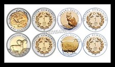 TURKEY 2015 UNC 4 PCS SET 1 LIRA DESERT VARAN -W.SHEEP -GOAT -CAT - BIMETAL COIN