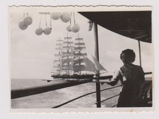 old photo ?️ woman on boat model sailboat sea 1950s