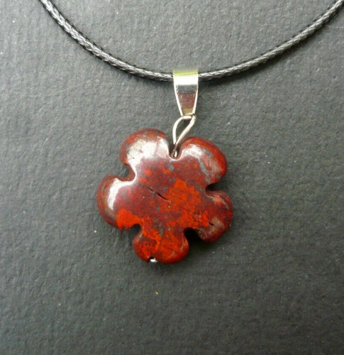 Pendentif fleur jaspe rouge - fleur,