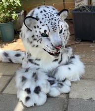 Snow Leopard Mini Partial white black cat fursuit worn twice