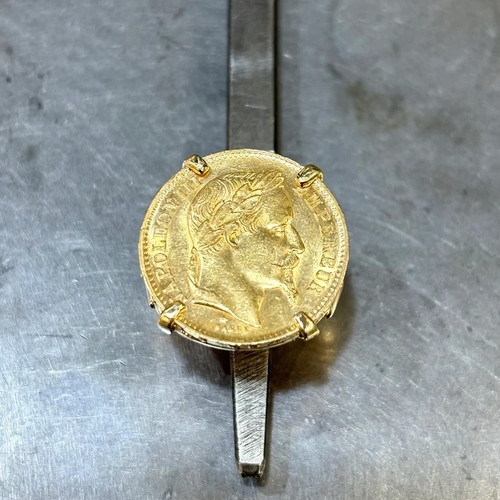 Bague pièce jaune 750 - or, &