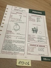 Fiche technique moteur diesel Perkins type 4.108 édition 1968