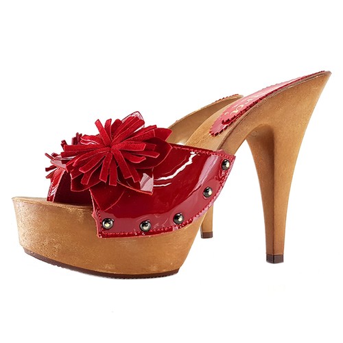 Sabot cuir avec - sabot, fleur