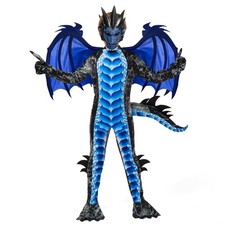Costume de dragon noir et bleu