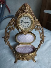 1890s Antique Art Nouveau Luxury Jewelry Box and Clock with Rose Motif Stunning!
