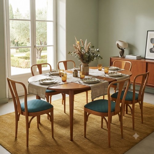 Chaises vintage hêtre tissu - chaises,