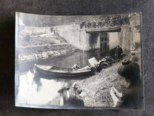 PHOTO ARGENTIQUE SELO ANNEES 20? ANIMÉ ACCIDENT VOITURE ANCETRE REPÊCHÉE CANAL 