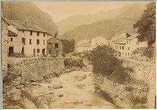 France, Mérens, Ariège Vintage Albumen Print.  Albumen print 12x18 Ci