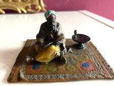 Colored bronze Sculpture Reading Arab on carpet vienna style after Franz Bergman