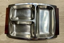 Plateau Apéritif Vintage 1960 Inox et Bois