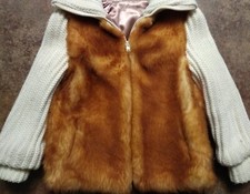 Women's M VTG Modes Peau de Mouton Sheepskin Full Zip Knit Long Sleeve Coat