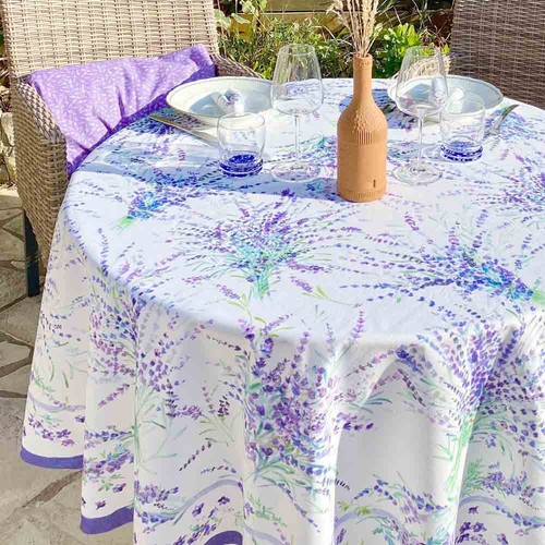 Nappe ronde coton enduit 180
