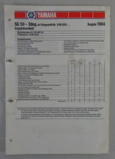 Inspection sheet Yamaha SG 50 - Sting built 1984