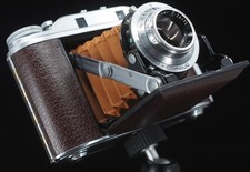 Agfa Isolette III f3.5 Solinar - NEW Cinnamon Brown Leatherette & Camel Bellows