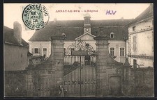 Old postcard Arnay-le-Duc, the hospital with wrought iron gate 1906 